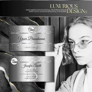 Luxe Silver Sparkle Glitter Stars Logo Initiaal Visitekaartje