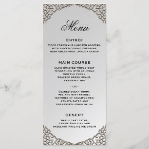 Luxe Silver Wedding Decorative Wedding Reception Menu