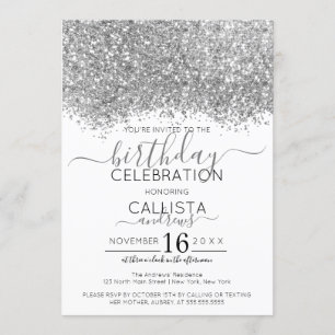 Luxe Silver White Glitter Confetti Verjaardag Kaart
