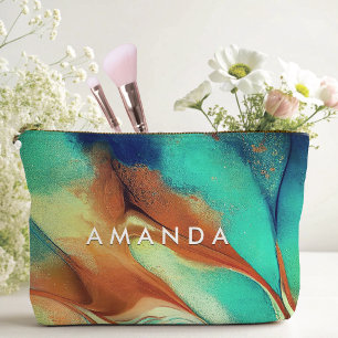 Luxe sinaasappel aqua faux gouden glitter marmer k etui