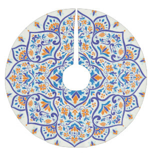 Luxe Sinaasappel Blauw Ornament Patroon Kerstboom Rok