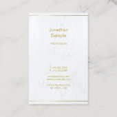 Luxe Sjabloon Elegant White Marble Gold Script Visitekaartje (Achterkant)