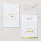 Luxe Sjabloon Elegant White Marble Gold Script Visitekaartje (Voorkant / Achterkant)
