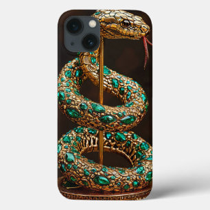 Luxe Slang Esthetiek Smaragd Edelsteen Goud iPhone 13 Hoesje