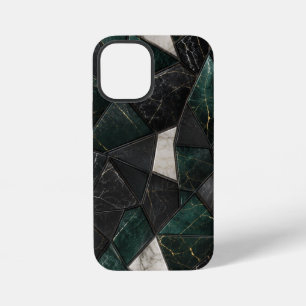 Luxe Smaragd en Houtskool Zwart Marmer Geometrisch iPhone 12 Mini Hoesje