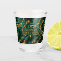 Luxe Smaragd Malachiet Gouden Vloeibare Agate Shot