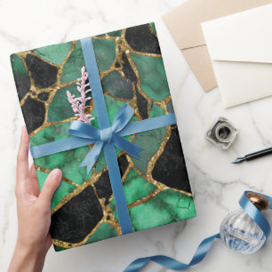 Luxe Smaragdgroen Marmer Glans Abstract Patroon Cadeaupapier