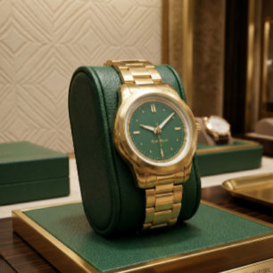 Luxe smaragdgroene en gouden polshorloge horloge