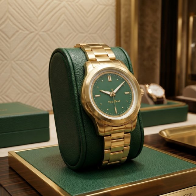 Luxe smaragdgroene en gouden polshorloge horloge (Creator heeft geüpload)