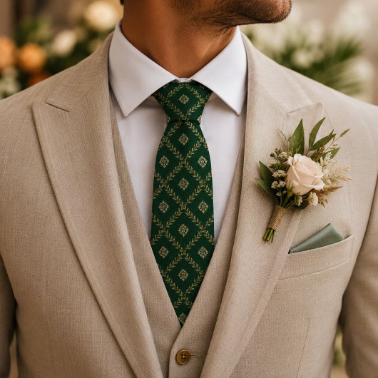 Luxe smaragdgroene jacquard stropdas