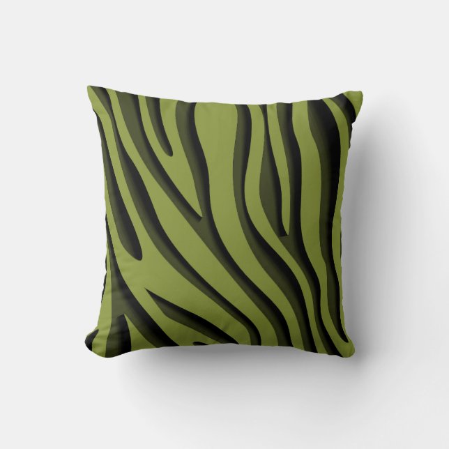 Luxe Soft Green 3D-Zebra golf Kussen (Voorkant)