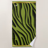 Luxe Soft Green 3D Zebra Wave Strandlaken (Voorkant)