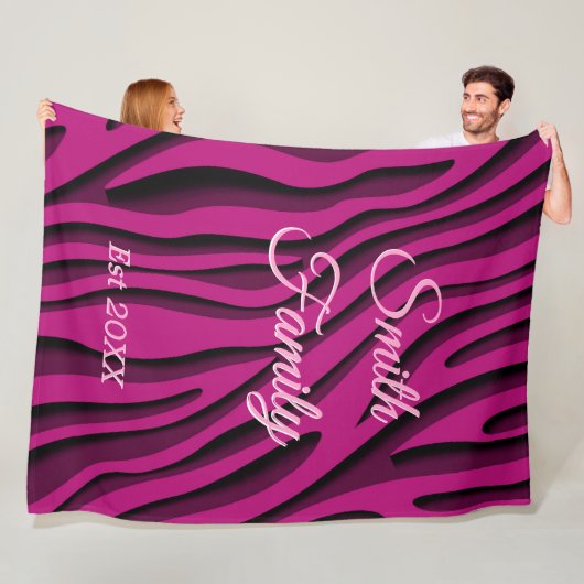 Luxe Soft Roze 3D-Zebra golf Fleece Deken (In situ)