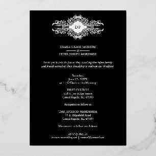 Luxe Sophisticate Black Flourish Chic Silver Folie Uitnodiging