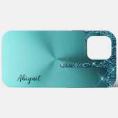 Luxe Sparkle Blauwgroen Dripping Glitter gepersona Case-Mate iPhone Case (Achterkant (horizontaal))