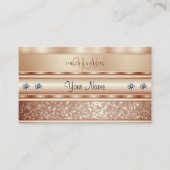 Luxe Sparkle Coral Glitter Diamonds Monogram Visitekaartje (Voorkant)