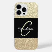 Luxe Sparkle Gold Glitter Naam iPhone Hoesje (Achterkant)