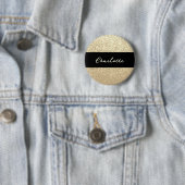Luxe Sparkle Gold Glitter Naam Ronde Button 5,7 Cm (In situ)