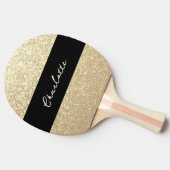 Luxe Sparkle Gold Glitter Naam Tafeltennisbatje (Zijkant)