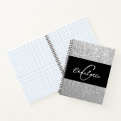Luxe Sparkle Silver Glitter Naam Notitieboek (Binnen)