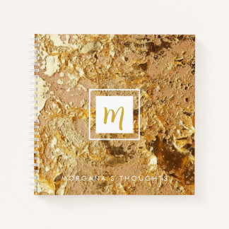 Luxe Sparkling Gold Glittery Monogram Vierkant Notitieboek
