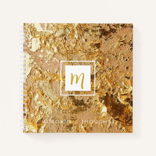Luxe Sparkling Gold Glittery Monogram Vierkant Notitieboek (Voorkant)