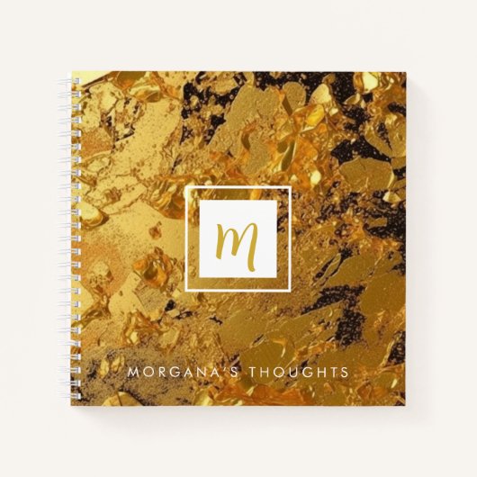 Luxe Sparkling Gold Monogram Vierkant Notitieboek (Voorkant)