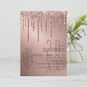 Luxe Sparkly Roos Gold Glitter Drips Afstuderen Kaart (Staand voorkant)
