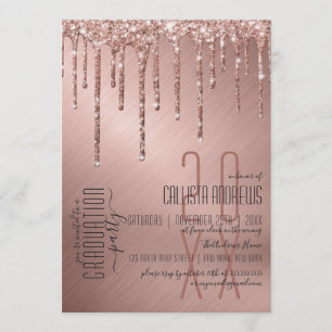 Luxe Sparkly Roos Gold Glitter Drips Afstuderen Kaart