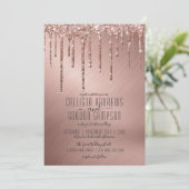 Luxe Sparkly Roos Gold Glitter Drips Wedding Kaart (Staand voorkant)