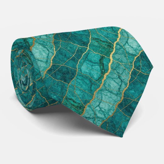 Luxe Stenen Das | Turquoise, Teal & Goud Marmer (Opgerold)