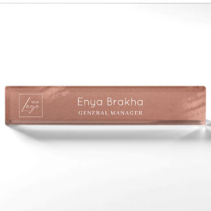 Luxe Stijlvol Script Bronzen Zakelijk Logo Naambordje