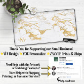 Luxe Stijlvolle Gouden Folie Marmeren Monogram Bureaumat