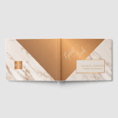 Luxe stijlvolle marmeren koper monogram bruiloft gastenboek (Volledig)
