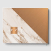 Luxe stijlvolle marmeren koper monogram bruiloft gastenboek (Achterkant)