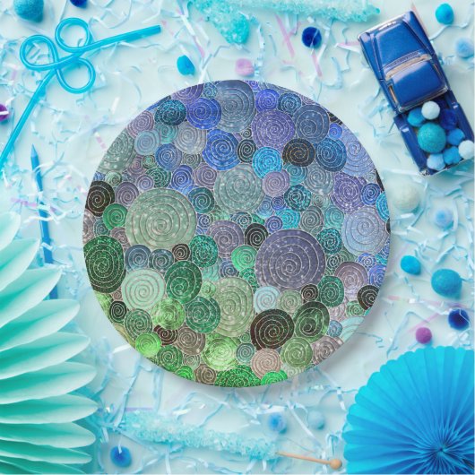 Luxe Stippen en cirkels - Fresh Aqua Papieren Bordje (Feest)