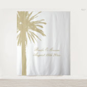 Luxe strand bruiloft partij palm foto achtergrond wandkleed (Voorkant)