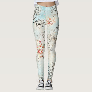 Luxe strandpalet met koraal en oceaangolf leggings