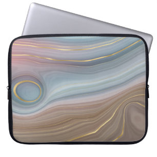 Luxe Strata Stustblauw Taupe roze Agate Laptop Sleeve