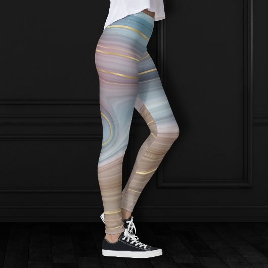 Luxe Strata | Stustblauw Taupe roze Agate Leggings