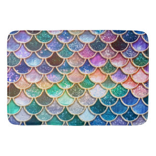 Luxe, summiere multicolor Glitter Mermaid Scales Badmat