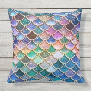 Luxe, summiere multicolor Glitter Mermaid Scales Buitenkussen