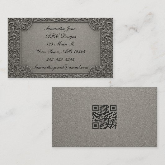 Luxe sur un Carte de visite budget argent QR Code (Devant / Derrière)