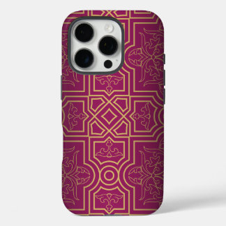 Luxe symmetrisch ontwerp met bloemenmotieven. iPhone 16 pro hoesje