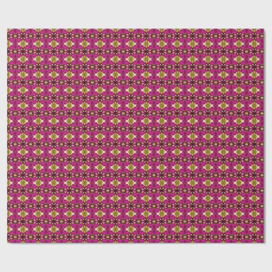 Luxe Tahitiaanse tropische fuchsia & gouden boho Cadeaupapier (Vlak)