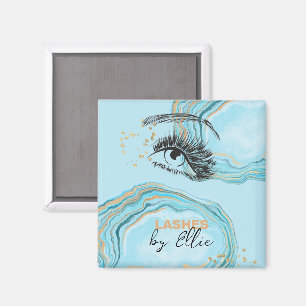 Luxe Teal Goud Marmer Wimper Extensie Make-up Magneet
