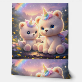 Luxe teddy eenhoorn kinderkamer decor behang