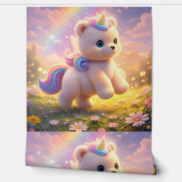 Luxe teddybeer eenhoorn kinderkamerbehang behang
