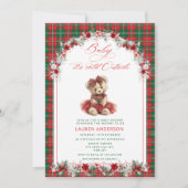 Luxe Teddybeer Kerst Baby shower Kaart (Voorkant)
