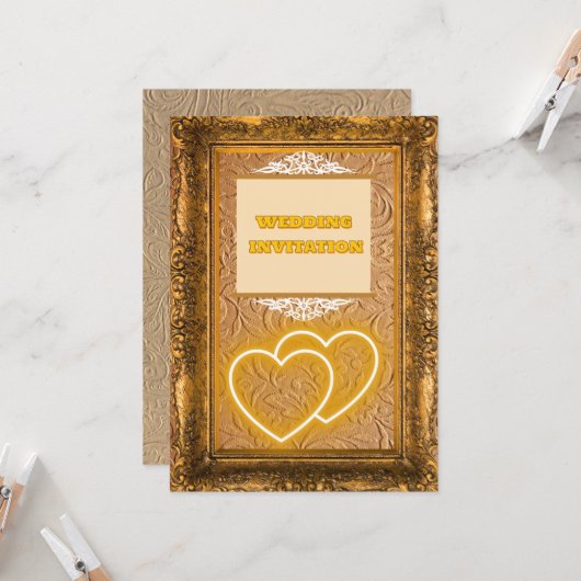 Luxe  textuur Islamitische bruiloft uitnodiging (Voorkant / Achterkant in situ)